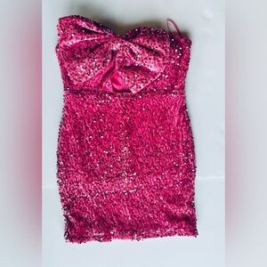 Pink sequin bow dress